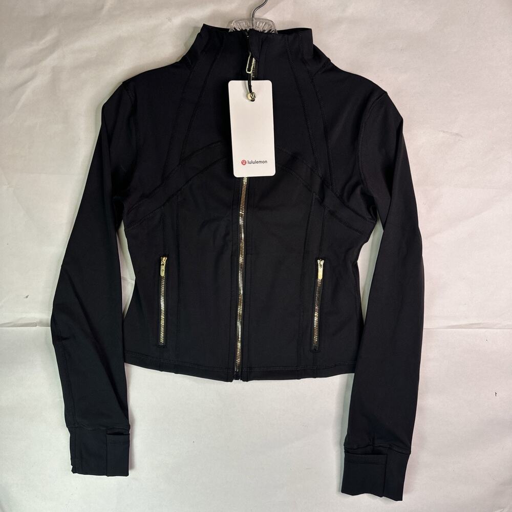 Lululemon Define Jacket Nulu Black and Gold Zippers Size 2 New With Tags